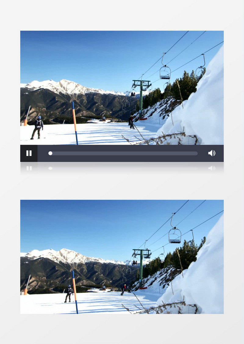 雪山滑雪长穿行的游客延时摄影实拍视频