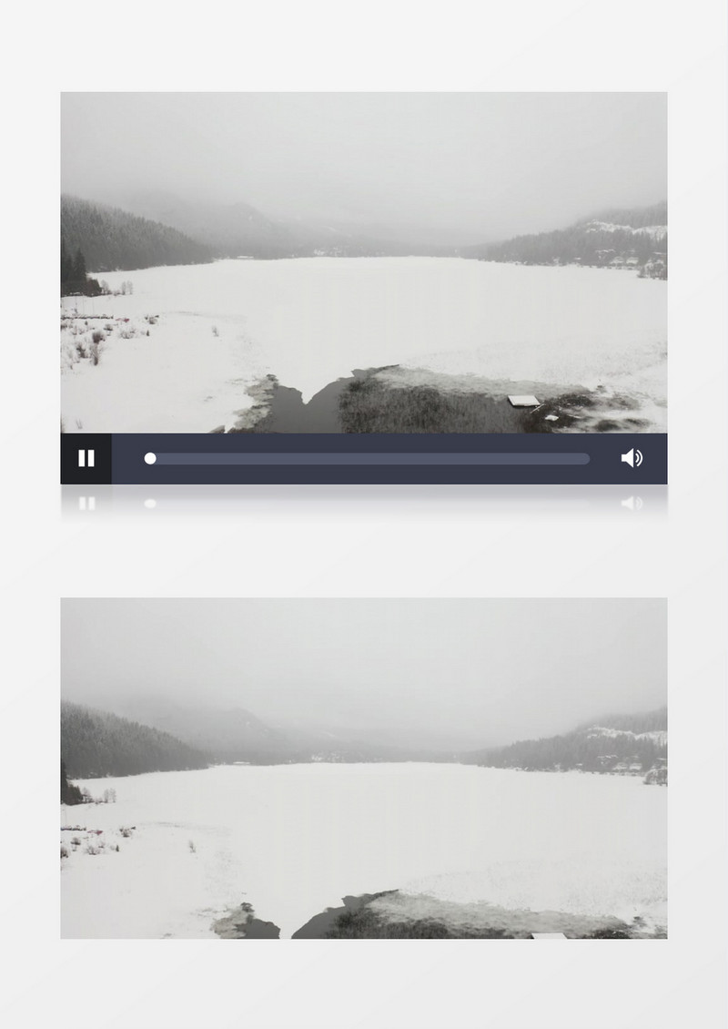 航拍后退拍摄白雪覆盖的平原及冰湖实拍视频素材