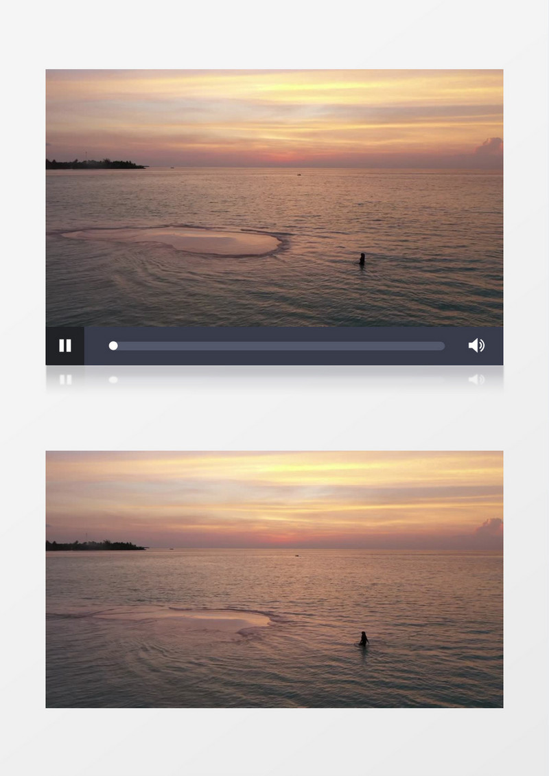 海滩日落游泳风景实拍视频