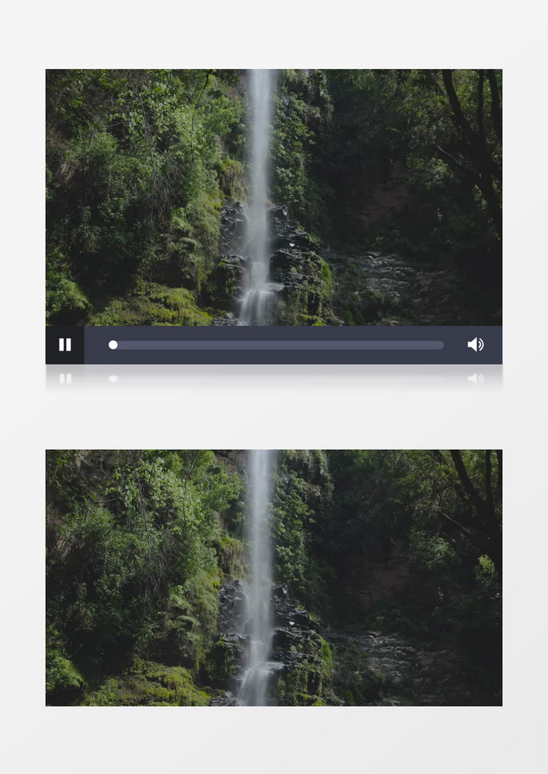树林瀑布流水景色实拍视频