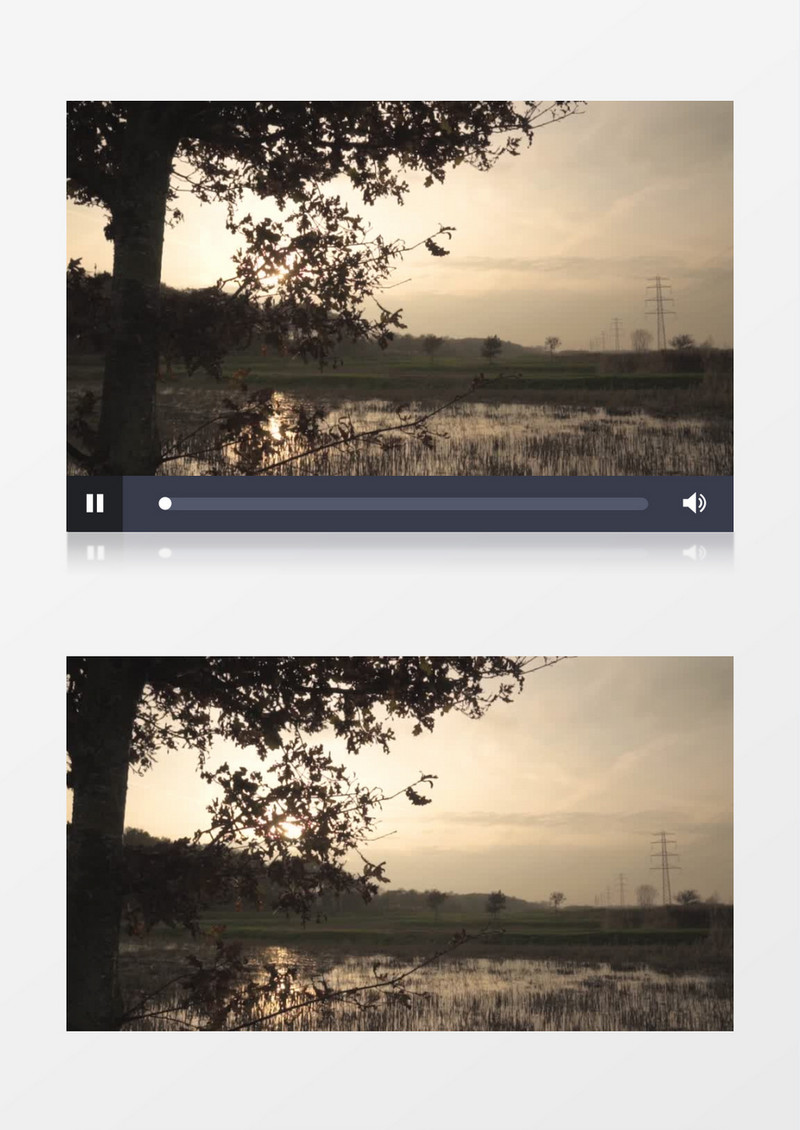 落日沼泽地夕阳实拍视频