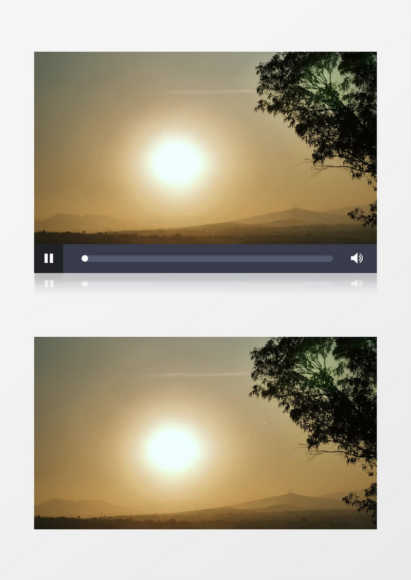 天空中的太阳缓缓落日地平线实拍视频