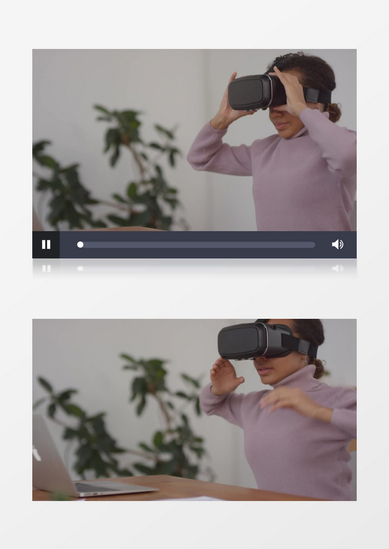 在办公戴VR眼镜睡觉的女人实拍视频素材