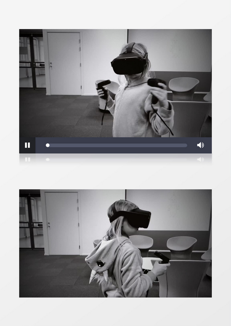 小女孩戴着VR眼镜在玩游戏实拍视频素材