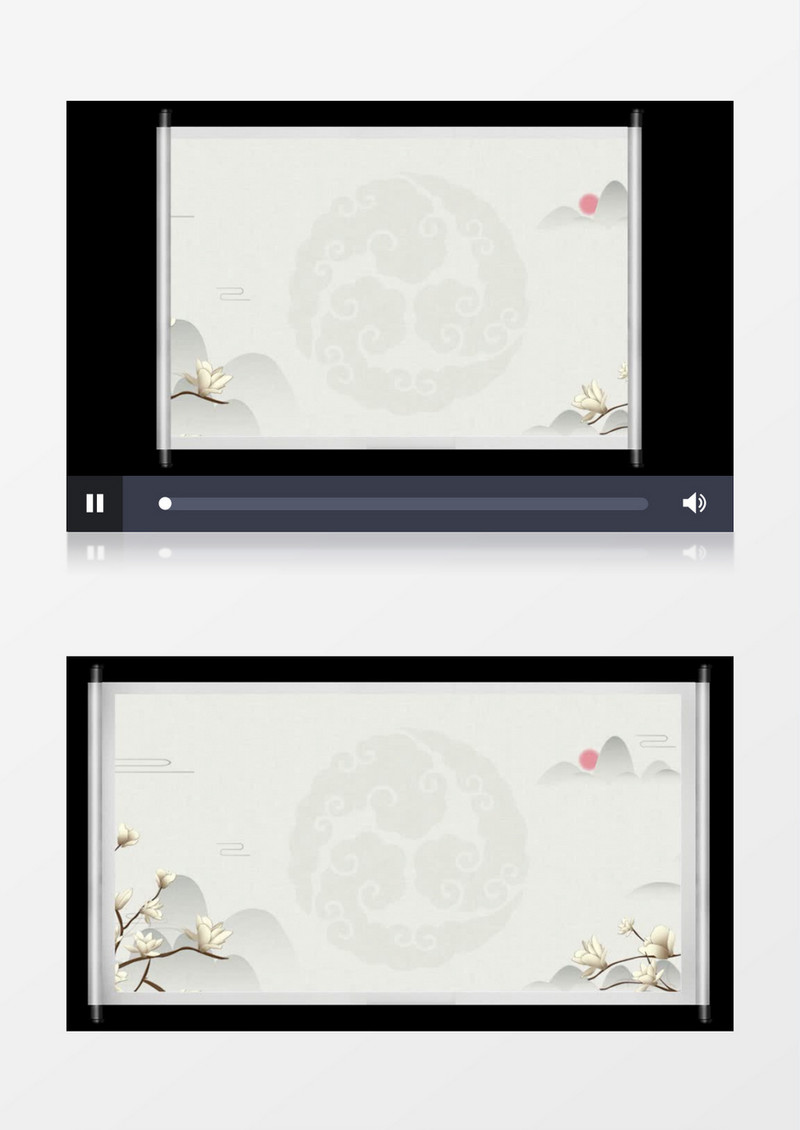 中国风卷轴缓慢展开动态视频后期元素