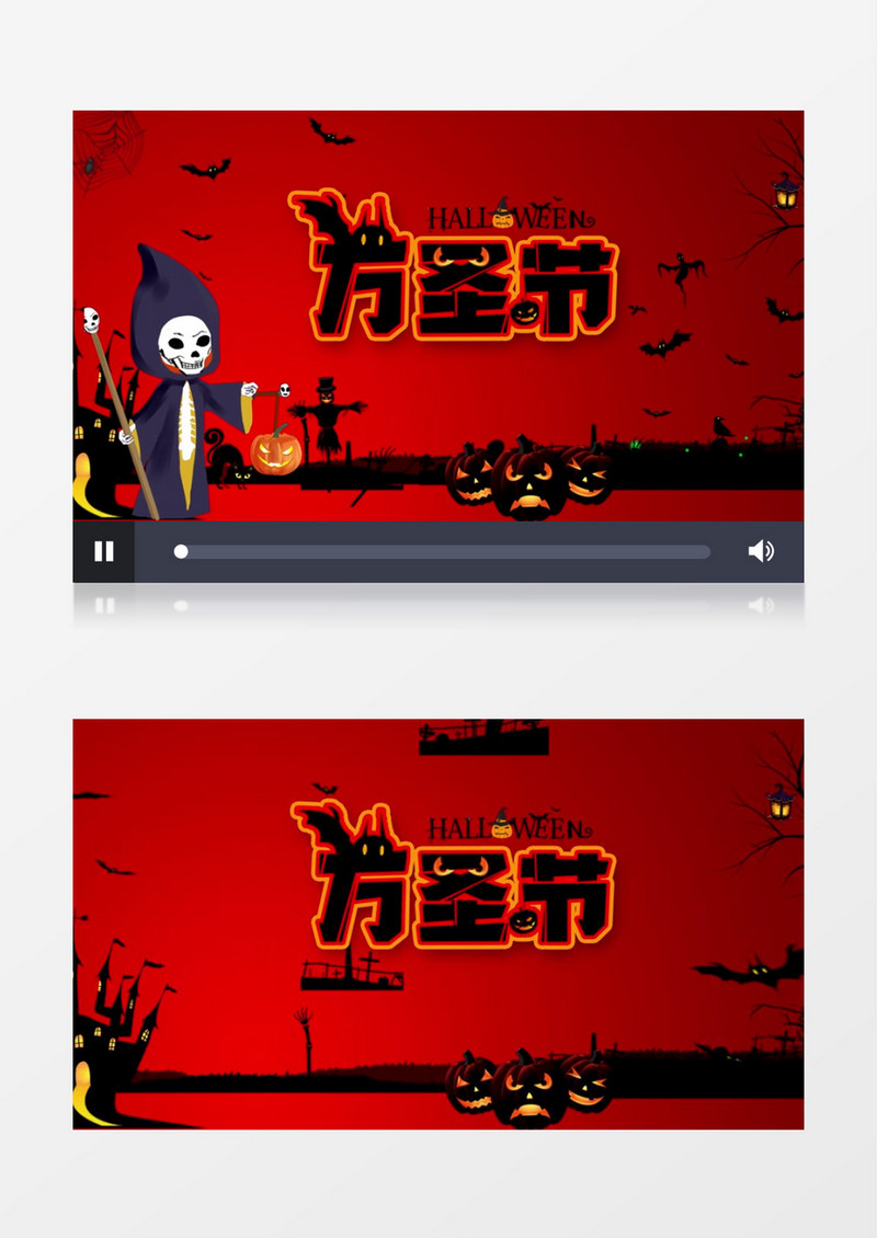 万圣夜万圣节红黑色卡通片头AE模板