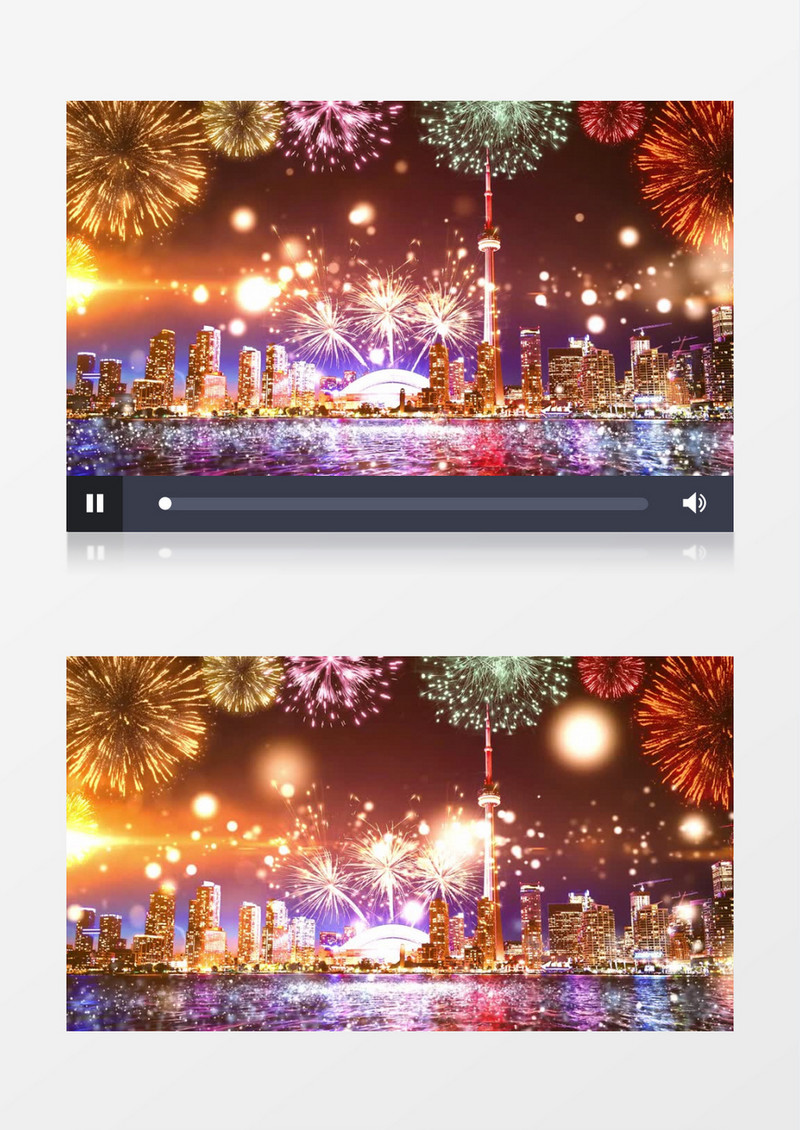 新年元旦跨年城市夜景烟花绽放背景视频