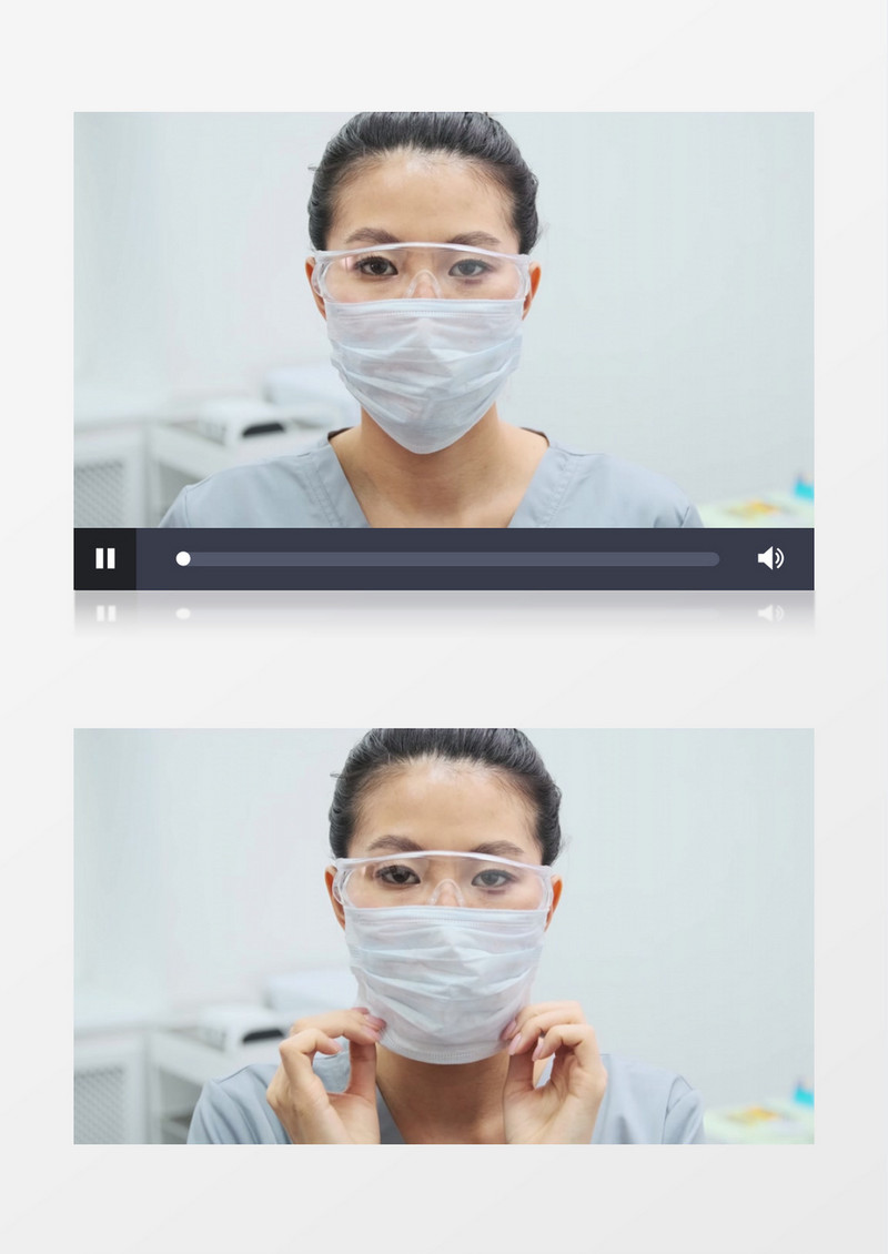 戴着护目镜的美女在戴口罩实拍视频素材