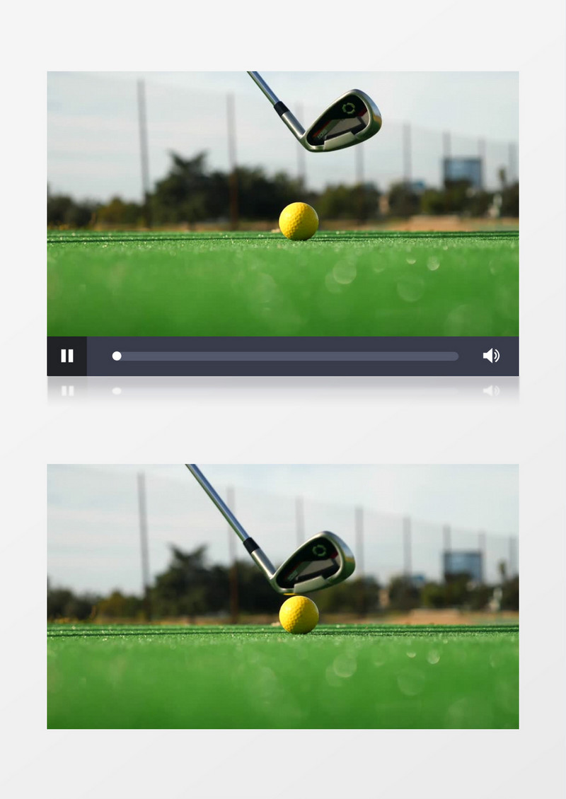 高尔夫球杆挥起把黄色的高尔夫球打远实拍视频素材