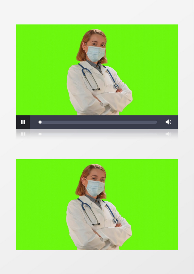 绿幕下的带着听诊器的女医生后期素材