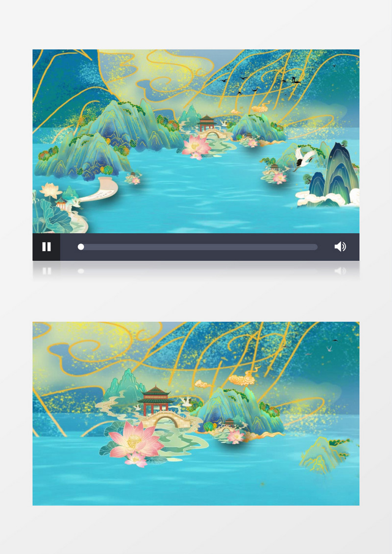 中国国潮风鎏金背景视频