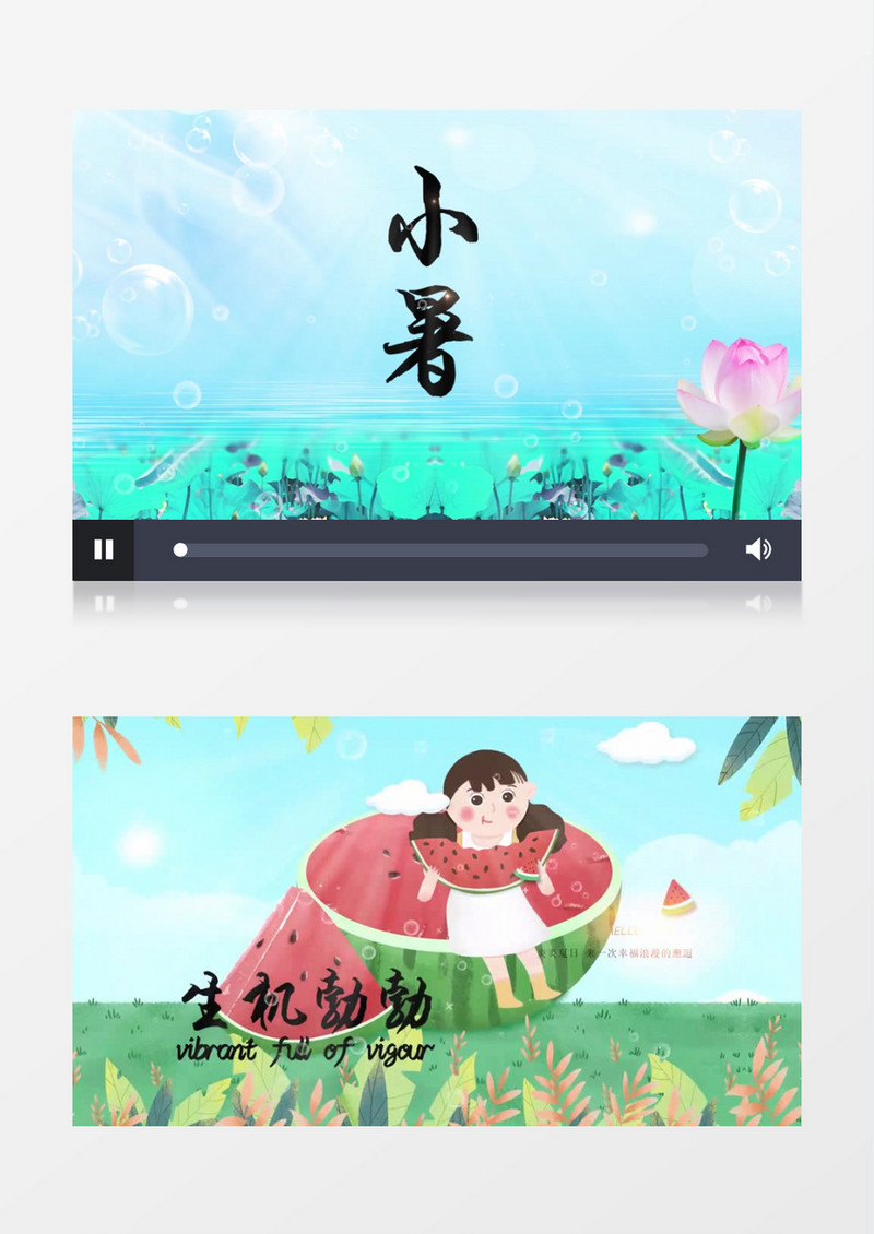 精美二十四节气小暑插图背景pr模板