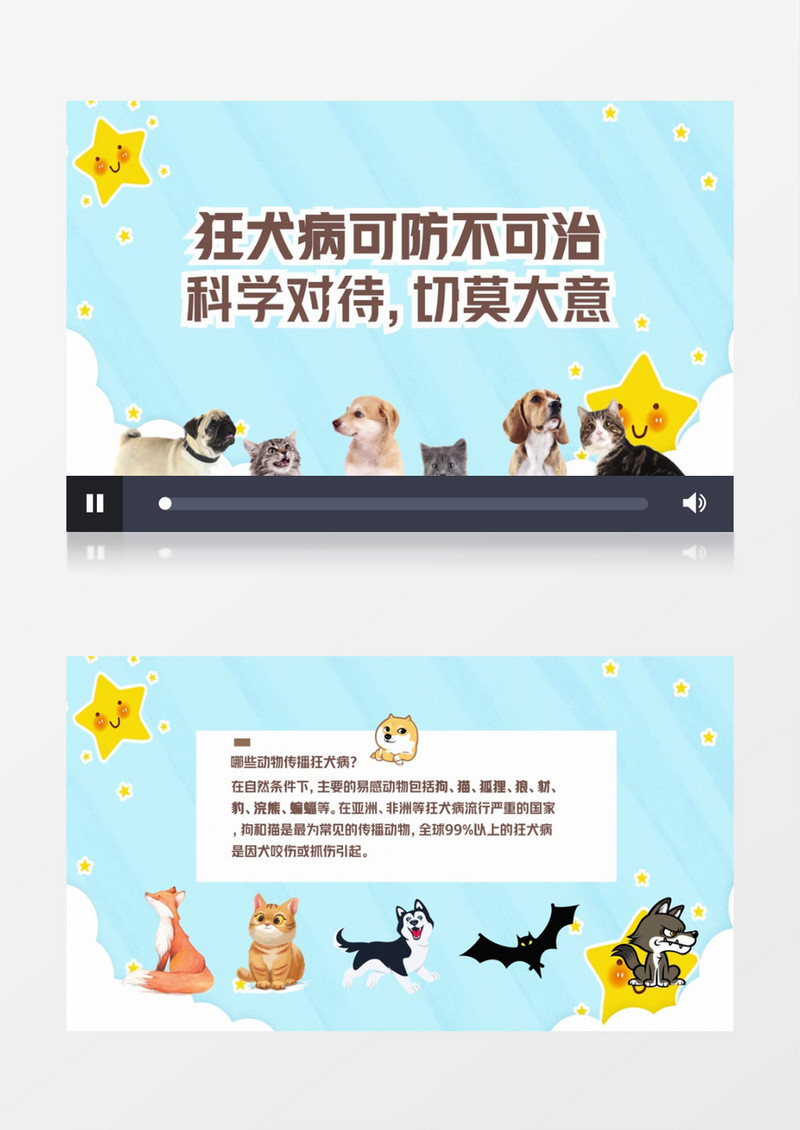 预防狂犬病注意事项科普MG动画AE模板