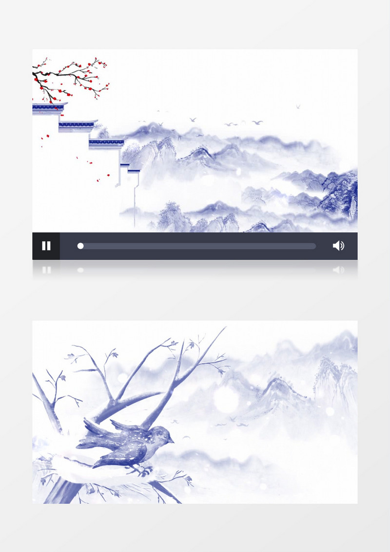中国风二十四节气小雪宣传展示背景视频