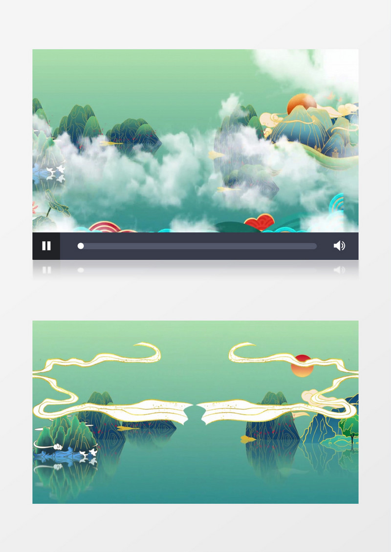 中国国潮风山水视频背景