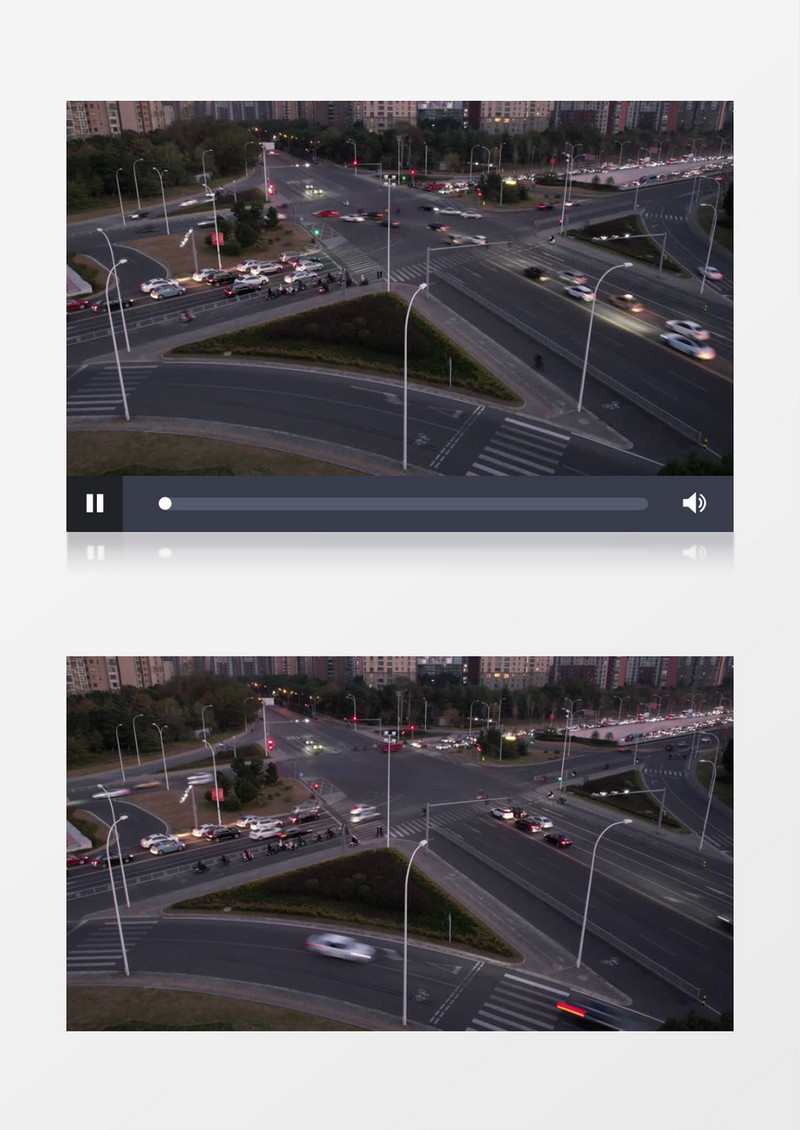 夜晚城市十字路口的车流景观实拍视频素材
