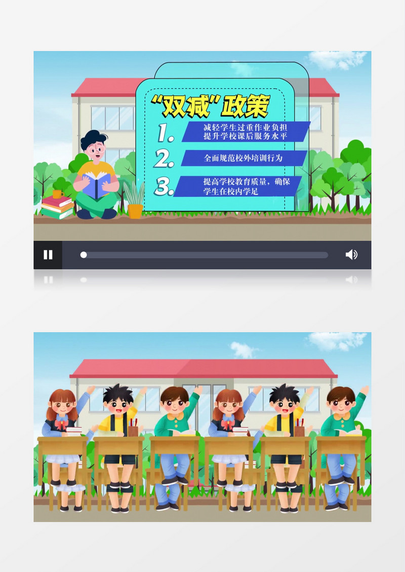 教育政策解读卡通MGAE模板