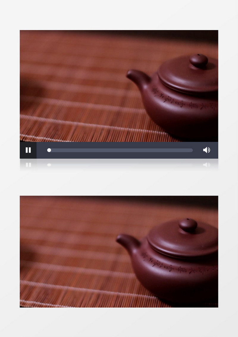 摆放在帘子上的紫砂茶壶实拍视频素材