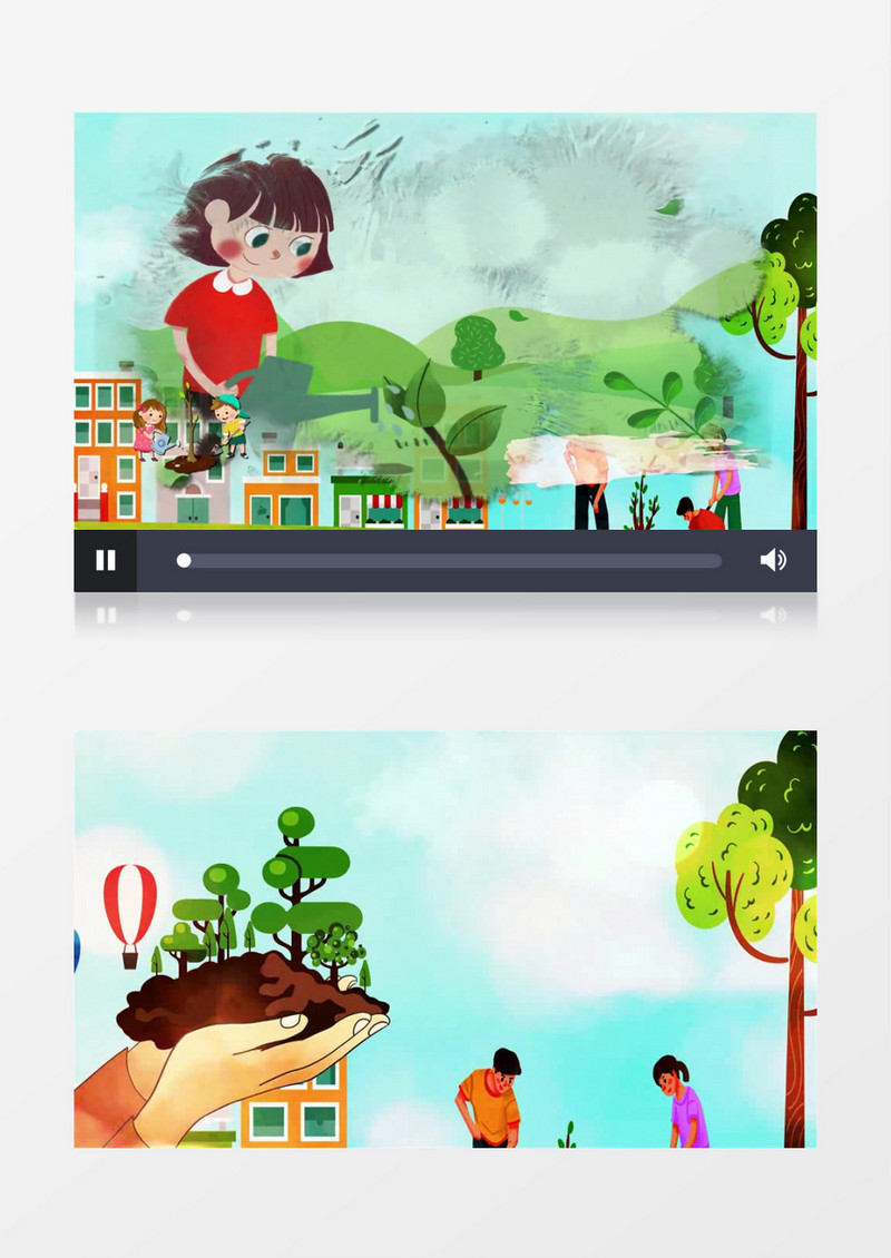 卡通清新植树节宣传展示背景视频