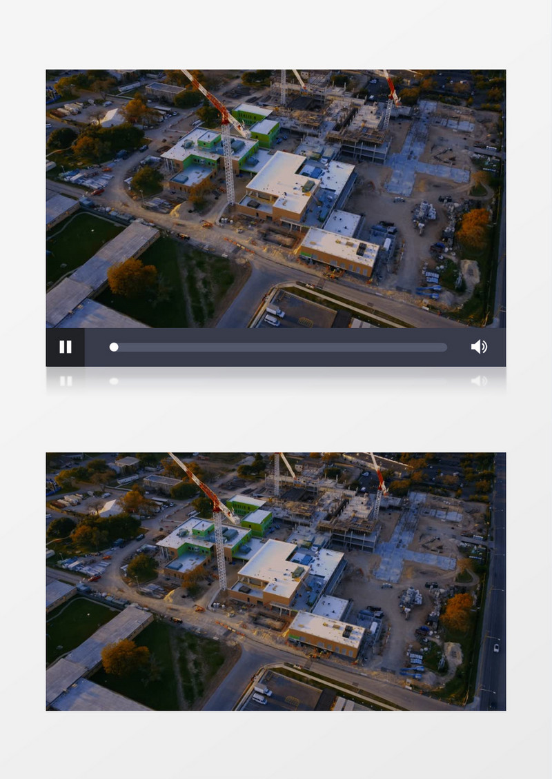 航拍清晨正在建设的建筑物景观实拍视频素材