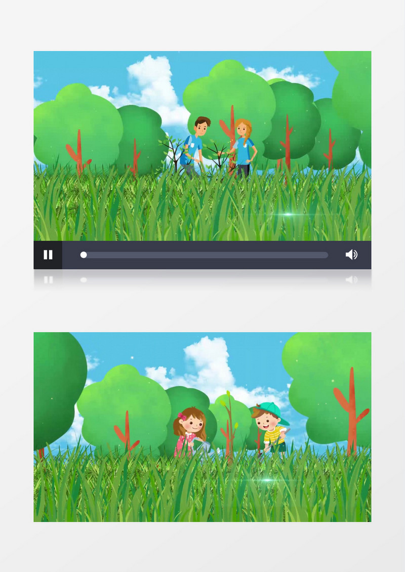 卡通绿色植树节宣传背景视频