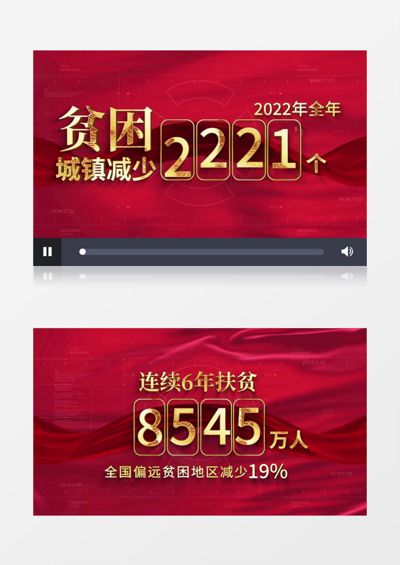 红色扶贫项目数据展示AE模板