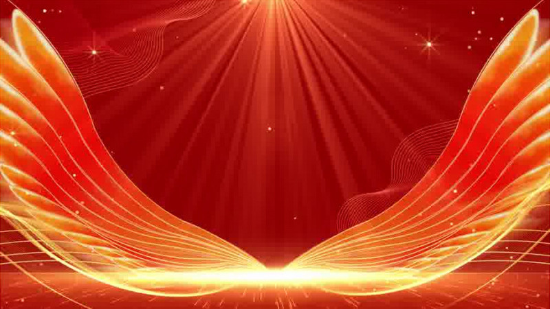 大气红金色翅膀舞台背景视频