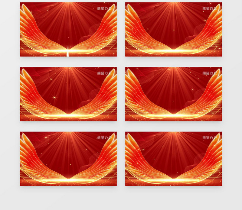 大气红金色翅膀舞台背景视频