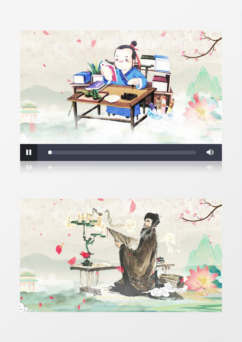 古风读书图文展示背景视频
