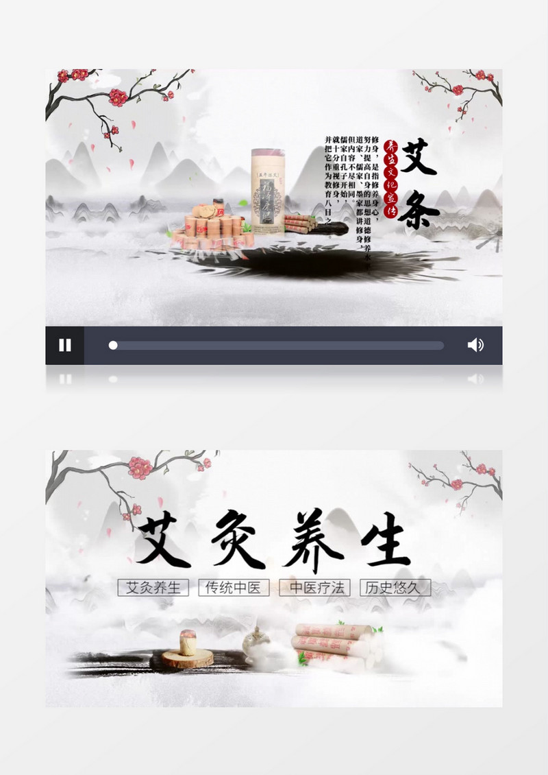 艾灸养生水墨图文pr视频模板
