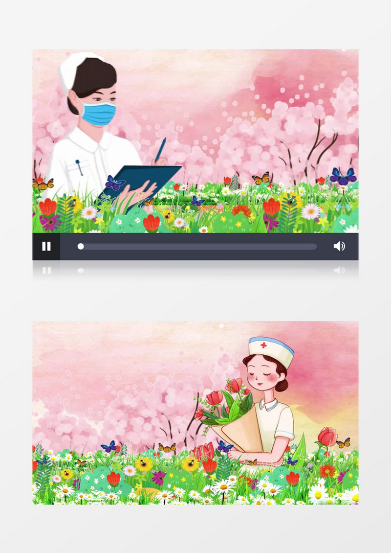 唯美插画风国际护士节宣传背景视频