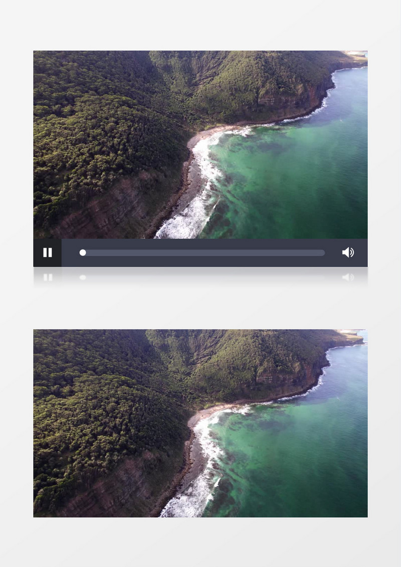 航拍海边的巍峨的高山和森林实拍视频素材