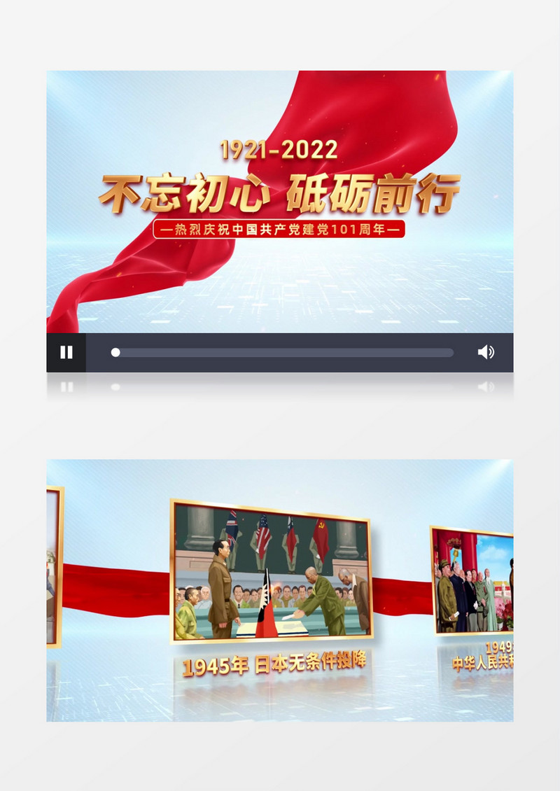 建党101周年党政大事迹历史回顾AE模板