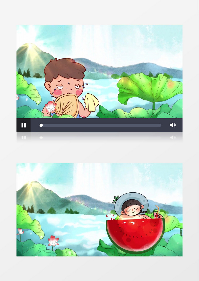 小暑夏日二十四节气图文宣传背景视频