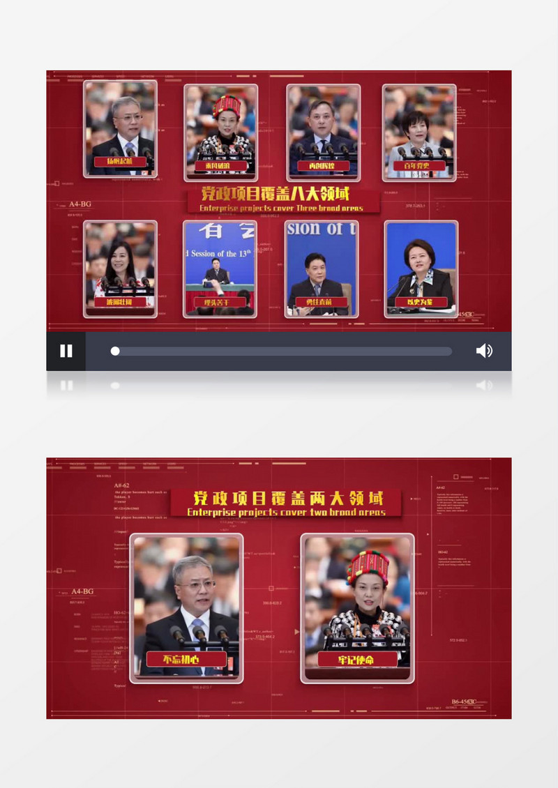 大气红色党政图文项目分类宣传展示会声会影模板