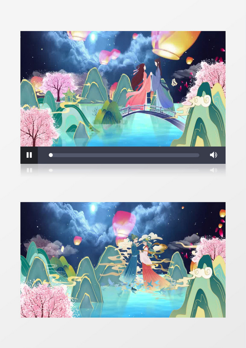 传统国潮七夕节浪漫背景视频