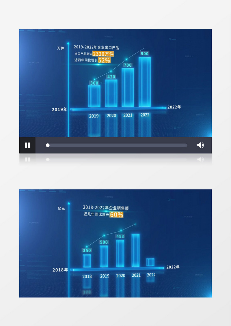 蓝色科技风商务企业柱状图数据展示AE模板