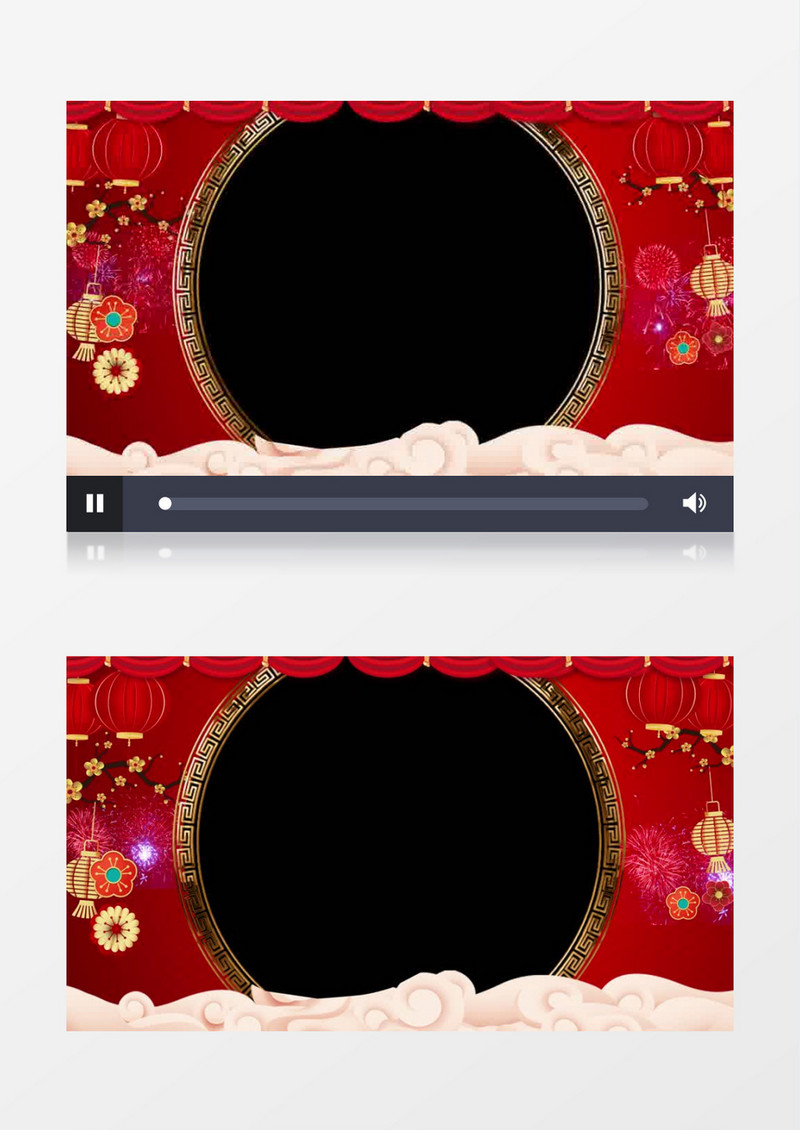 中国风喜庆红色背景拜年边框后期素材