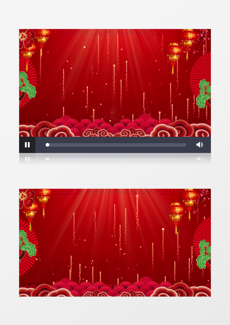 红色中国风喜庆晚会舞台动态背景