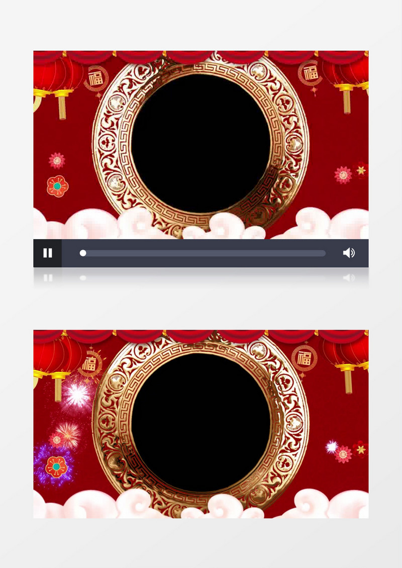 中国风喜庆红色背景兔年拜年边框后期素材