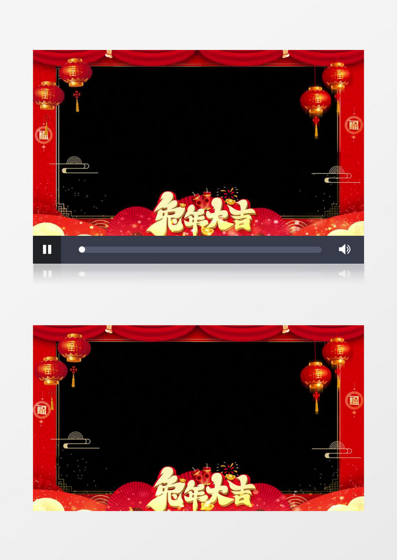 喜庆大气红色背景兔年拜年祝福边框后期素材