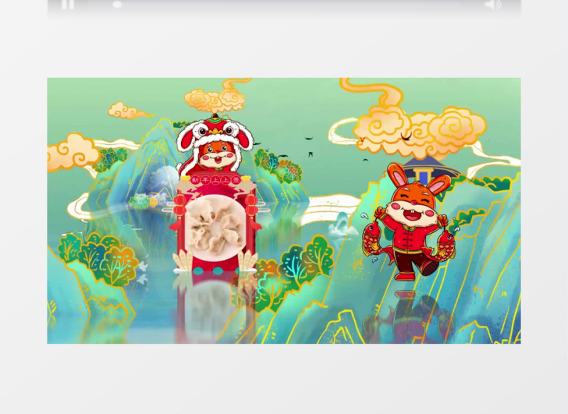 中国国潮兔年新春佳节背景视频