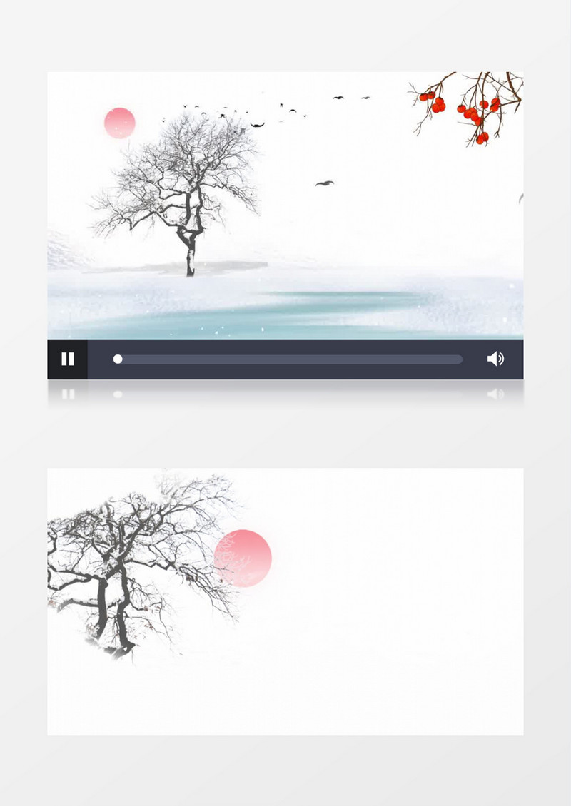 中国风冬季雪景场景背景视频