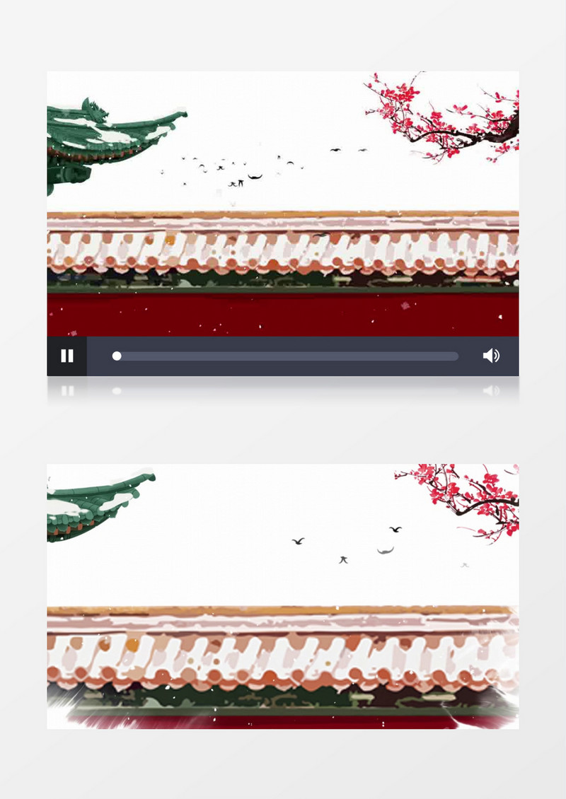 中国古风冬天雪景背景视频