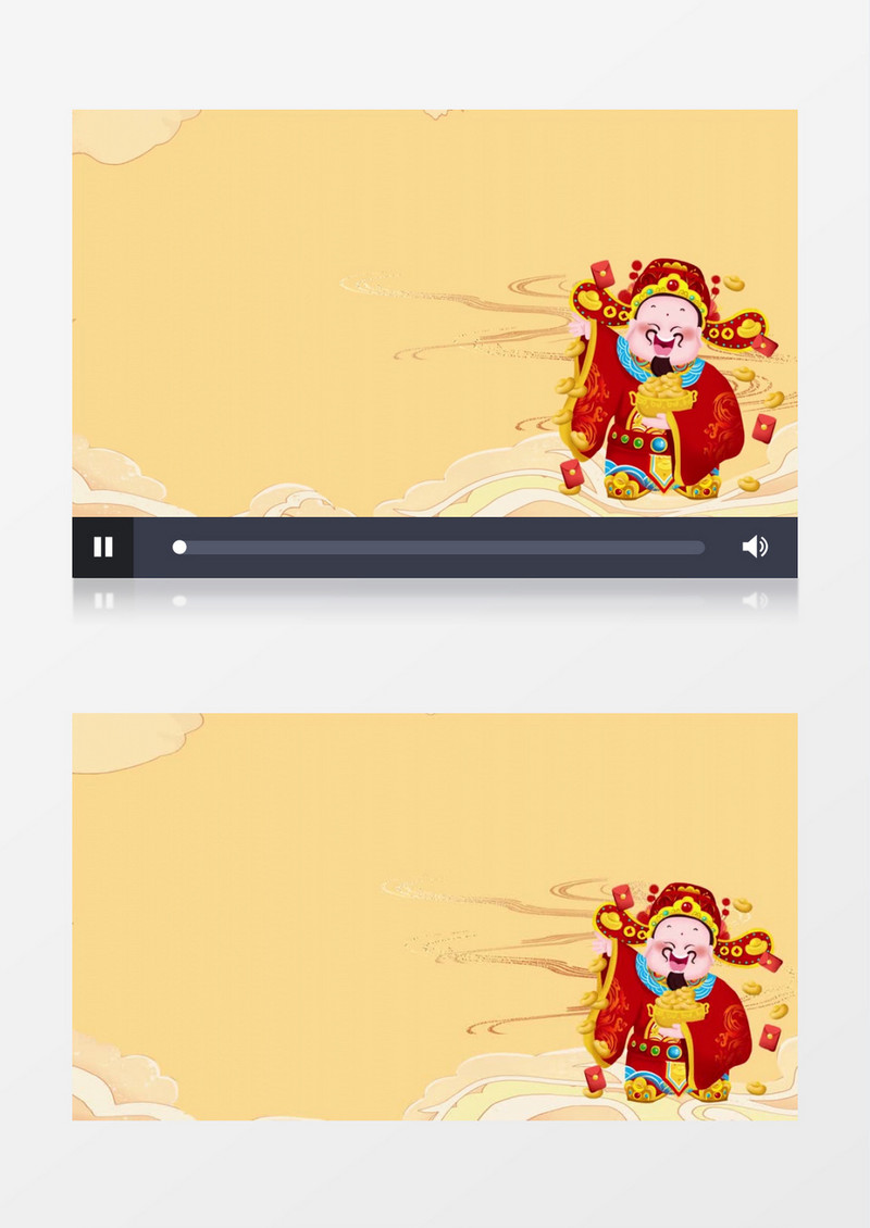 新年兔年兔子财神橙色祥云背景视频