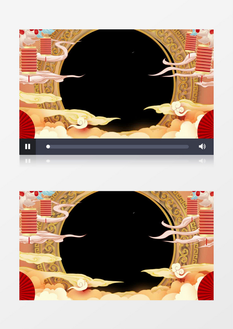国潮风兔年春节祝福边框透明通道后期素材