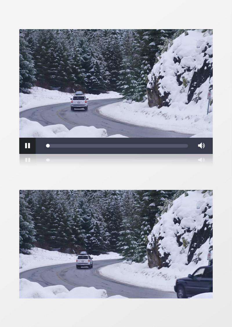 冬天下雪后公路上的车辆实拍视频素材
