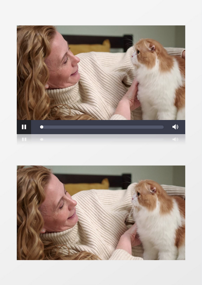 一个女人抱着一只猫在玩耍实拍视频素材