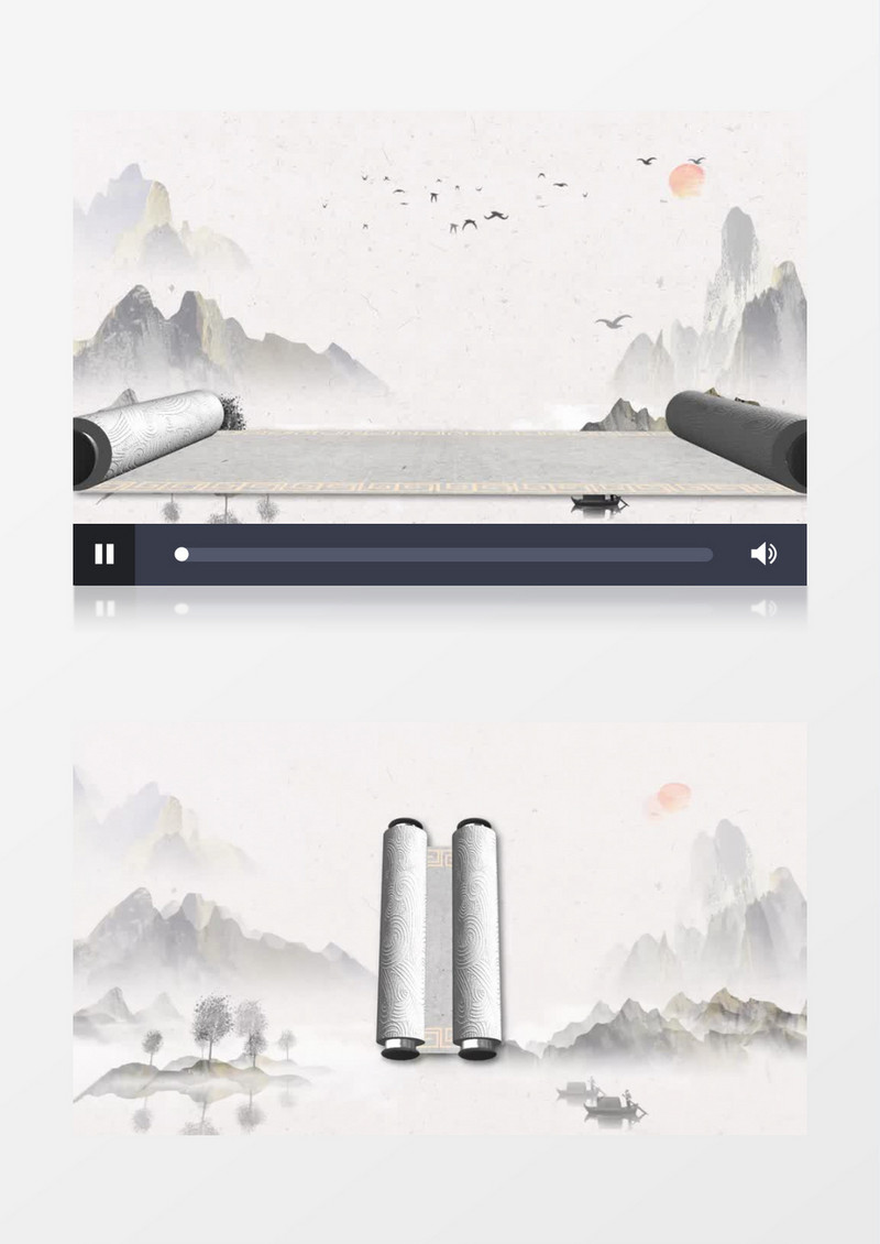 大气中国风卷轴打开背景视频