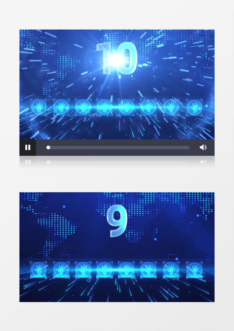 震撼蓝色科技企业年会开场倒计时背景视频